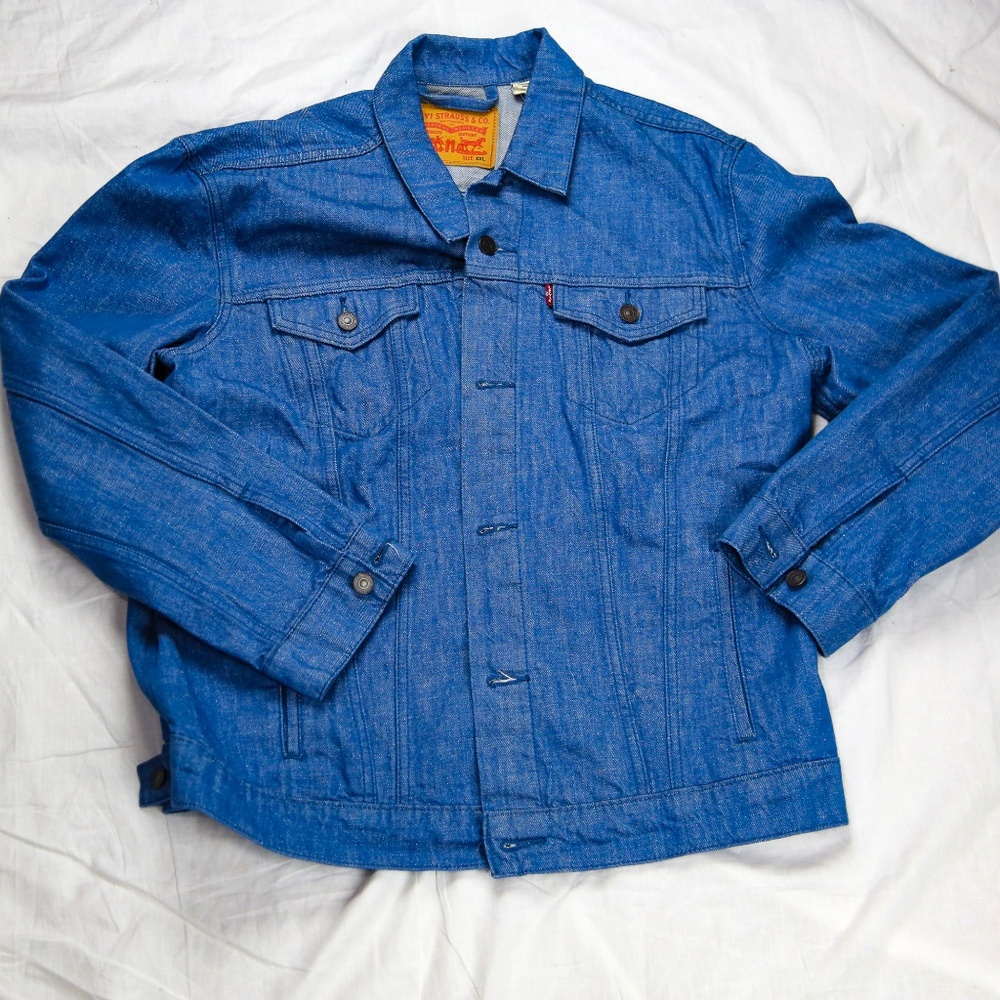 Levis Denim Jean Trucker Jacket Button Up Blue 2XL